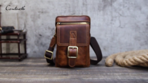 Tas Ponsel Pinggang Kulit Aslii - Tas Sabuk Tas Selempang Mini Kulit Aslii Crazy Horse