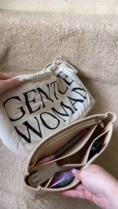 รู้สึกกระเป๋าสอดจัดสำหรับกระเป๋าทรงเกี๊ยว GW กล่องเก็บเครื่องสำอางกระเป๋าซับใน Tas Kosmetik ของผู้หญิง