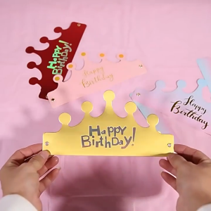 AI-C790 Crown Happy Birthday Party Hat Topi Kertas HBD Dekorasi Pesta / Topi Anak Ulang Tahun Kertas Bentuk Mahkota