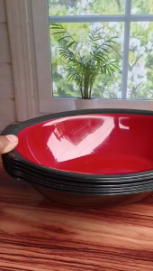 6 mangkuk ramen merah lonjong jumbo lebar 24 cm tinggi 8 cm mangkuk sayur tahan panas