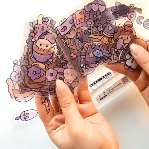 SET 10 Tấm hình dán PVC ( mỗi tấm 5 hình) Trang Trí Sổ Tay Họa Tiết Hoạt Hình Dễ Thương Chống Thấm Nước Trong Suốt