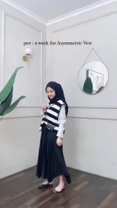 Senia Asymmetric Vest PREMIUM/vest knit stripe/stripe Asymmetric Vest/Vest wanita premium/rompi wanita