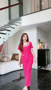 Quần áo nữ [Bunnysky] Đồ bộ mặc nhà mẫu thiết kế cổ ren khuy cài