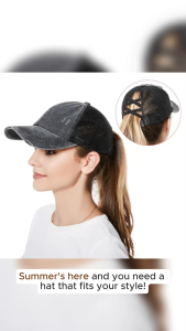 Cowboy retro baseball cap elastic band cross ponytail hat ladies fashion sports outdoor autumn