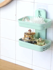 Tempat Sabun Mandi Tempel 2 Tingkat Serbaguna Tempat Sabun Plastik