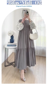 LUFCI MIDI DRESS BY MOELA 0410 PAKAIAN WANITA ATASAN TRENDY HQ FASHION STORE OUTFIT TERBARU TERMURAH TERLARIS