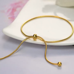 Gelang Tangan Serut Polos Wanita Elegan Titanium Anti Karat & Tahan Luntur
