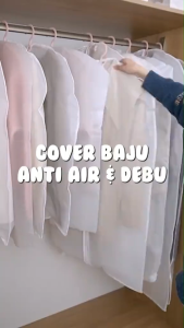 Cover Baju Resleting PEVA Anti Debu Penutup Gantungan Baju Pakaian Gown Jas Dustproof Organizer Plastik Pelindung Baju