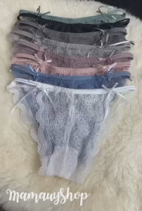 กางเกงชั้นในผู้หญิง บิกินี จีสตริง กางเกงในลูกไม้ ซีทรูผ้านิ่ม #S2824