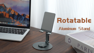 Dux Ducis Adjustable 360 Degree Rotating Foldable Desk Phone Stand - Handsfree Mobile Portable Light weight Sturdy Stable bracket height gears different angle Non Shake Topple Strong Metal High Quality Long Lasting Durable Charging Port