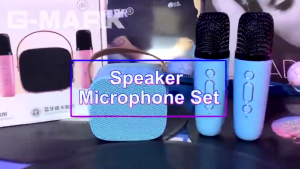 Speaker Bluetooth 2Mic 1 Set Karaoke Speaker Ktv Cute Wireless Lucu Portabel Luar Ruangan Speaker Nirkabel Mic Bass Super Kuat Bluetooth Speaker
