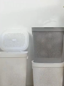 Laundry Basket Plastic Laundry Basket /Large Hamper with Lid 60L - Big Capacity Storage Bin Laundry Bag for Clothes