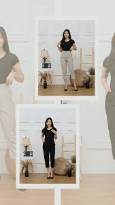 Celana wanita kerja basic panjang 7 per 8 kain cotton combed stretch ukuran M L XL XXL melar elastis || Orikato gallery