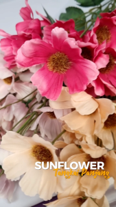 Bunga Daisy x5 Cabang Artificial/Bunga Matahari Mini Tangkai Panjang 65cm/Bunga Dekor Hias (NK-117)