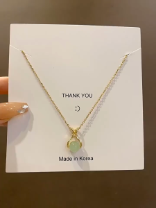 kalung titanium giok bulat vintage trending fashion korea style elegan premium KL810