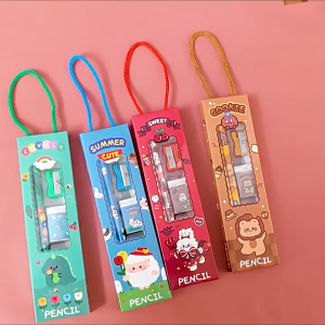 Set Alat Tulis Sekolah 5 in 1 Karakter Lucu / 5Pcs Set Alat Tulis Pensil Motif Kartun Lucu / Stationery Set 5 In 1