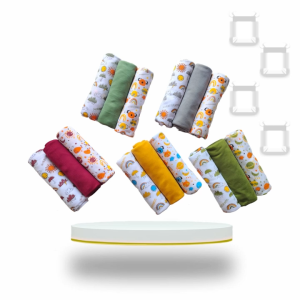 Set 3 Pcs Bedong Bayi Lembut Motif Ceria Ukuran 110x90 - Warna Cerah untuk Newborn