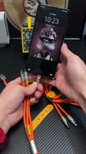 Dây Cáp Sạc Nhanh 3 Đầu Sạc Iphone Samsung  Xaomi Bằng Silicon 120w 6a