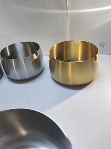 Stainless Steel Gold Plated Ashtray Simple Desktop Windproof Ash Holder Home Office Ash Tray