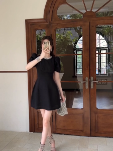 ZYHT EraVogue Váy nữ váy đen váy hình chữ A váy tay phồng Váy công sở Váy Hiso Váy cổ điển Váy công sở Váy dự tiệc Váy dạ hội 21268