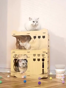 ที่นอนแมว บ้านแมว กล่องนอนแมว กล่องไม้บ้านหมา ที่นอนหมา ที่นอนสัตว์เลี้ยง Cat Box คอนโดมินิ ที่นอนสำหรับสัตว์เลี้ยง 😸พร้อมส่ง😸