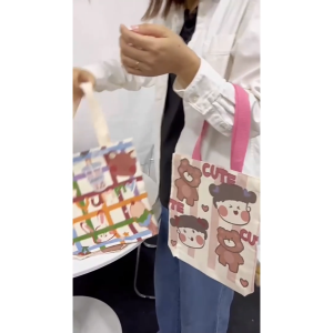 Túi xách vải canvas họa tiết hoạt hình phong cách Nhật Bản dễ thương cho nữ-NIEVE
