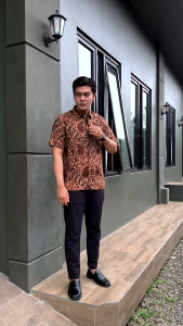 Kemeja Pria Batik Lengan Pendek sogan SIZE M L XL XXL XXXL BSWART Batik HRB026 Kenongo Hem Pendek