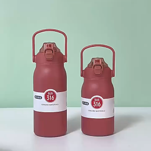 Insulated Water Bottle Stainless Steel SUS 316 Handle Straw Large Thermal Flask Vacuum Cups Reusable Cold Hot 24 Hours 1700 ml