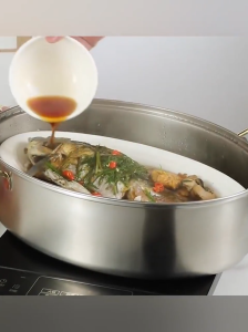 Multifunction Stainless Steel Steamed Fish Pot 2 Layer Oval Steamer Seafood Induction Cooker Gas Stove Steamer