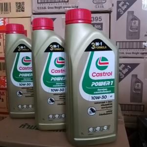 น้ำมันเครื่องรถจักรยานยนต์ Castrol 4T power 1 10W-30 คาสตรอล พาวเวอร์วัน 10W-30 น้ำมันเครื่องมอไซค์ ขนาด 1 ลิตร