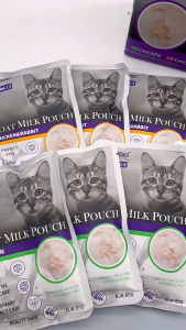 P42 |PET SNACK| cat snack Goat milk bag  wet food  goat milk with chicken shreds COD fish