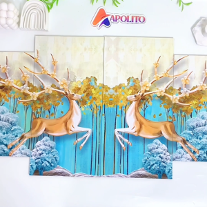 HIASAN DINDING PEMANDANGAN RUSA  SET ISI 4 AESTHETIC GREEN DEER KAMAR DEKORASI RUMAH WALL DECOR AESTHETIC DECOR KAMAR RUSA