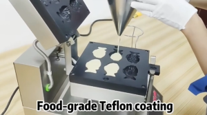 วาฟเฟิลปลา 6ชิ้น ระบบไฟ้า เตาทำขนม เครื่องทำไทยากิรูปปลา