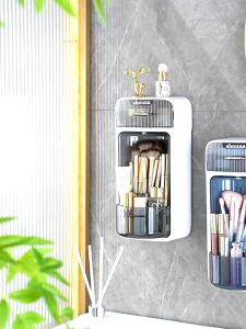 🔥พร้อมส่ง🔥 กล่องเก็บเครื่องสำอาง ไม่ต้องเจาะ ชั้นวางติดผนัง