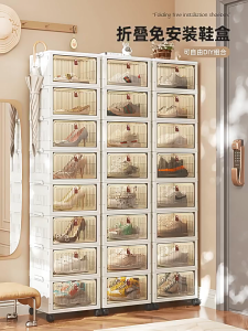 | SG STOCK | Foldable NO Installation Storage Box for Big Shoe Sneaker Stackable Rack Wardrobe Cabinet Shelf Organizer