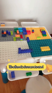 🚀เก้าอี้ฟรี+บล็อกบล็อก🚀โต๊ะตัวต่อเด็ก โต๊ะเด็ก+2เก้าอี้+605PCS ตัวต่อของเด็กเล่น ของเล่นเสริมพัฒนาการ 1 ขวบ ปรับปรุงความสามารถของเด็ก