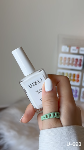 สีทาเล็บกึ่งเจล สีทาเล็บ  U-DELI U-693 16ml ไม่อบ ทาเล็บ   White Tone Vegan Nail Polish ขาวผู้ดี หรู สีสวยเงางาม แปรงทาง่าย สีทาเล็บสีขาว ทาเล็บสวยๆ