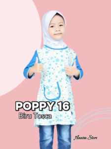 BAJU BLUS ANAK CANTIK LUCU DAILY OUTFIT QIRANI POPPY 16 BIRU TOSCA MUDA