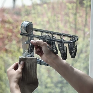 Clothes Drying Rack Suction Cup Wall Mounted Clothes Hanger Rack Foldable Drying Rack with 9 Clips for Socks Gloves Towels