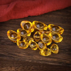 风水 已开光元宝 2.5cm/3cm/4cm/5cm琉璃元寶水晶 Feng Shui Glass Yuanbao Crystal Ornament黄水晶元宝摆件  聚宝盆风水 modern 招财进宝吉祥物 水晶元宝粒  开光元宝 大小金元宝 开业礼品