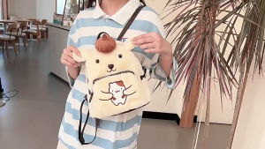 Balo Phối Da Hoạt Hình KITTY POMPOMPURIN siêu đáng yêu Balo dây da đi học đi chơi dành cho bạn nữ