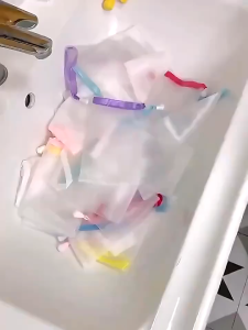 Túi lưới đựng xà phòng tạo bọt túi đựng xà bông tắm 2 lớp tạo bọt có dây rút