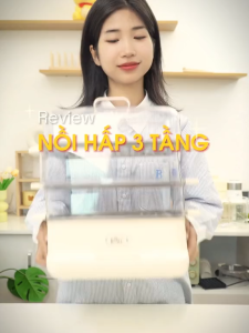 Nồi Hấp Bear 12L- Bản Quốc Tế Tiếng Việt- Nồi Hấp 3 Tầng Siêu Tiện Lợi Dung Tích 12L - Bảo Hành 12 Tháng