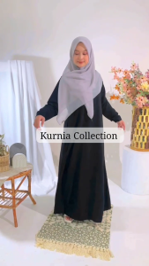 Baju Muslim Wanita Gamis Abaya Polos Wolfis Wolpeach Hitam Putih