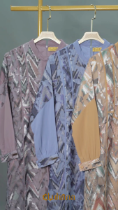 LUHANA - Naura Series Gamis Burnt Out Print Mix Babydoll Armani Terbaru 2024