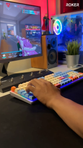 Keyboard Gaming Mechanical Roker Rkey 104 blue switch red switch 8 gaming mode cf fps rts cod