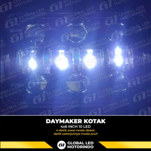 WERACE Lampu Depan Kotak 4X6 Inch 10 LED Dus Hitam Superterang Cocok Buat RX King Custom CB