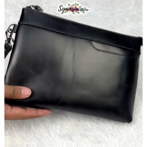 Tas Tangan Hand Bag Pria Wanita Kulit Sapi Premium Leather HandBag Pouch Terbaru Kekinian