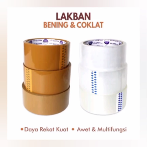 Lakban Bening  45 mm x 90 yard ( 6 Roll ) COD Perkerat Bening isi 6