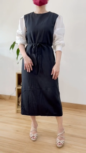 ●ECLAIRE● 003 Dress Midi Lengan Panjang Longsleeves 2tone twotone two-tone Classy Korea Kerja Resmi Formal Anggun Mode Kasual Import 62500